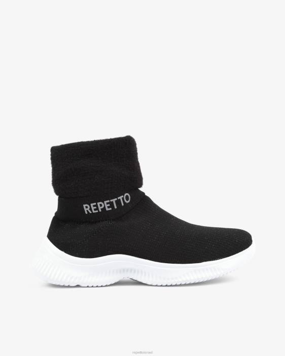 נשים Repetto שָׁחוֹר נעלי חימום תלת מימדיות גבוהות הַנעָלָה HV06259