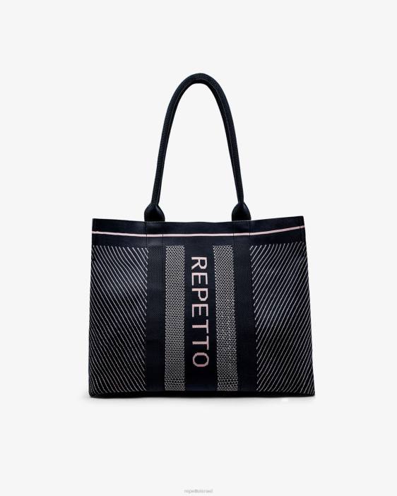 נשים Repetto שחור וורוד עלי כותרת שקית קניות אביזרים HV06422