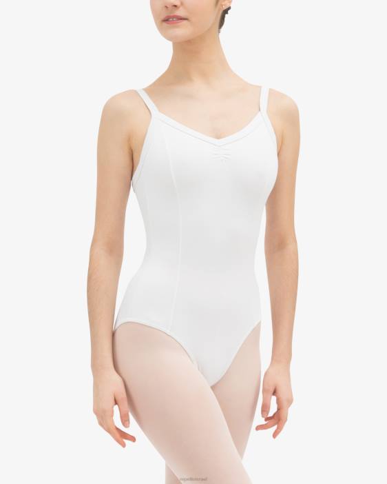 נשים Repetto לבן בגד גוף קדמי אסוף הַלבָּשָׁה HV06442