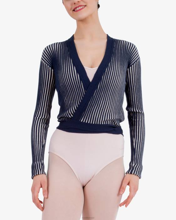 נשים Repetto כחול וורוד עלי כותרת עוטף סריג צלעות דו-צבעוני הַלבָּשָׁה HV06527