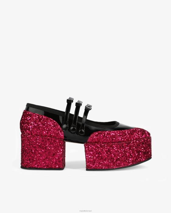 נשים Repetto ורוד פוקסיה ושחור x noir kei ninomiya - פלטפורמת נצנצים מרי ג'ינס הַנעָלָה HV06159