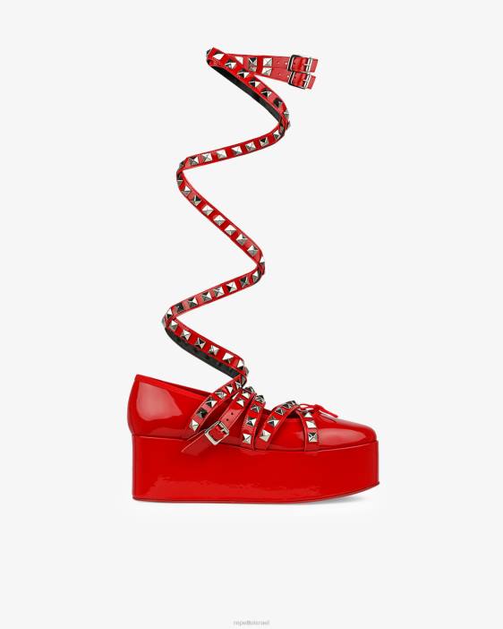 נשים Repetto אדום לוהט x noir kei ninomiya - פלטפורמת מרי ג'ינס עם רצועת קרסול הַנעָלָה HV06180