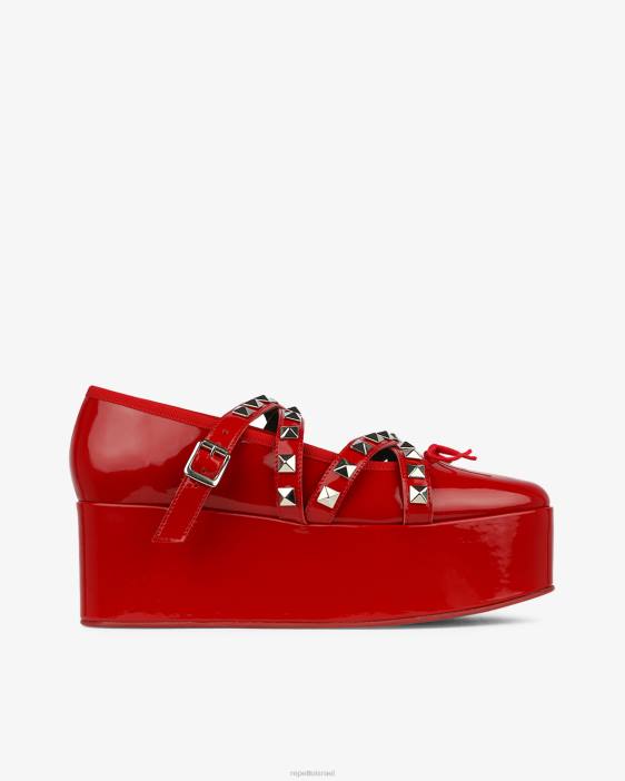 נשים Repetto אדום לוהט x noir kei ninomiya - פלטפורמת מרי ג'ינס עם רצועה משובצת הַנעָלָה HV06183